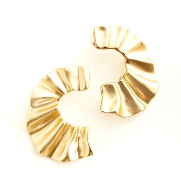 Chico's Gold-Tone Wave Hoop Earrings NWT - Picture 2 of 6